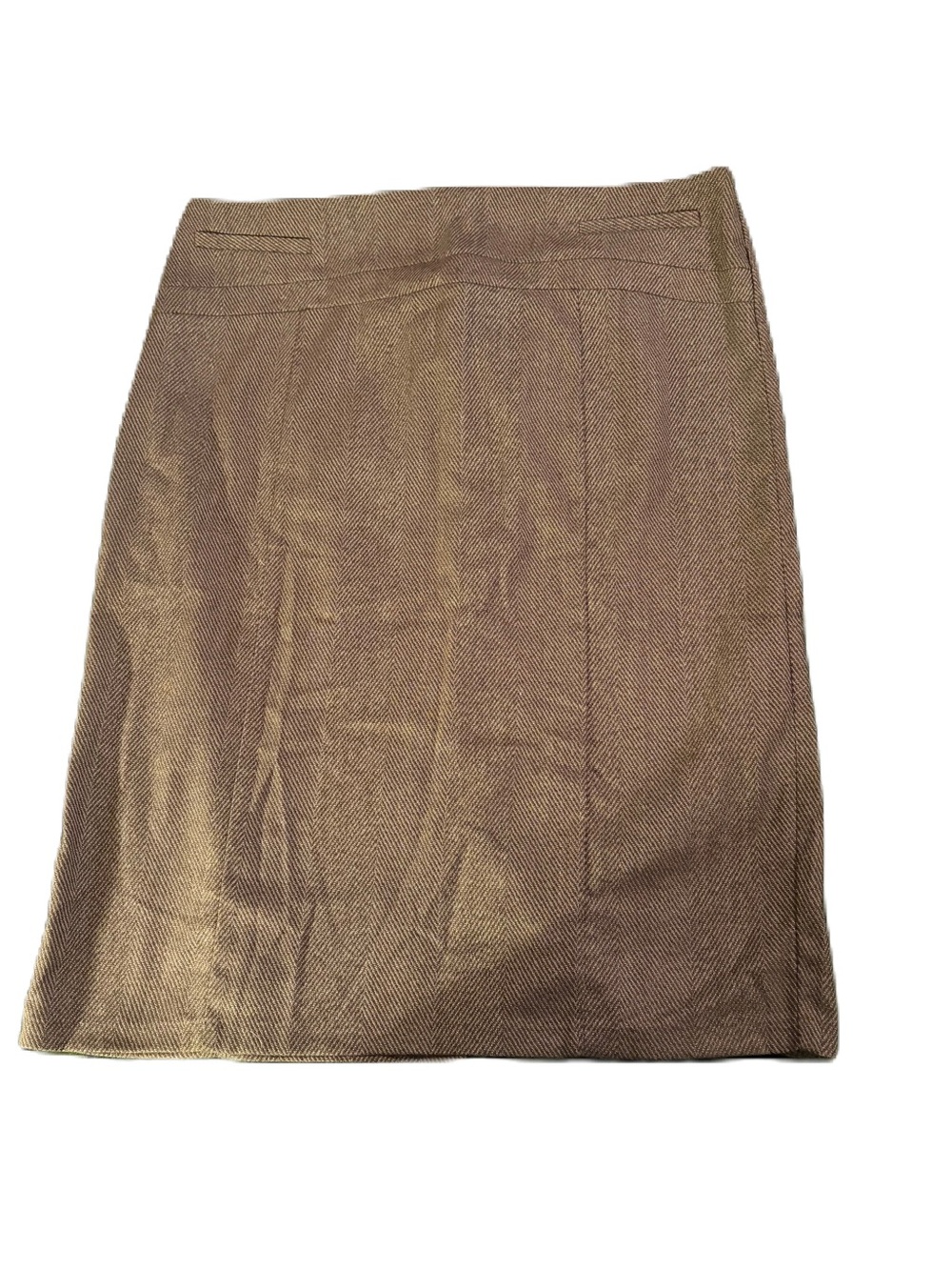 NY&C 7th Avenue Brown Herringbone Pencil Skirt Size 16 Stretch